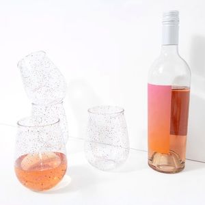 Bando Stemless Acrylic Wine Glass Set of 4 - Glitter Infusion